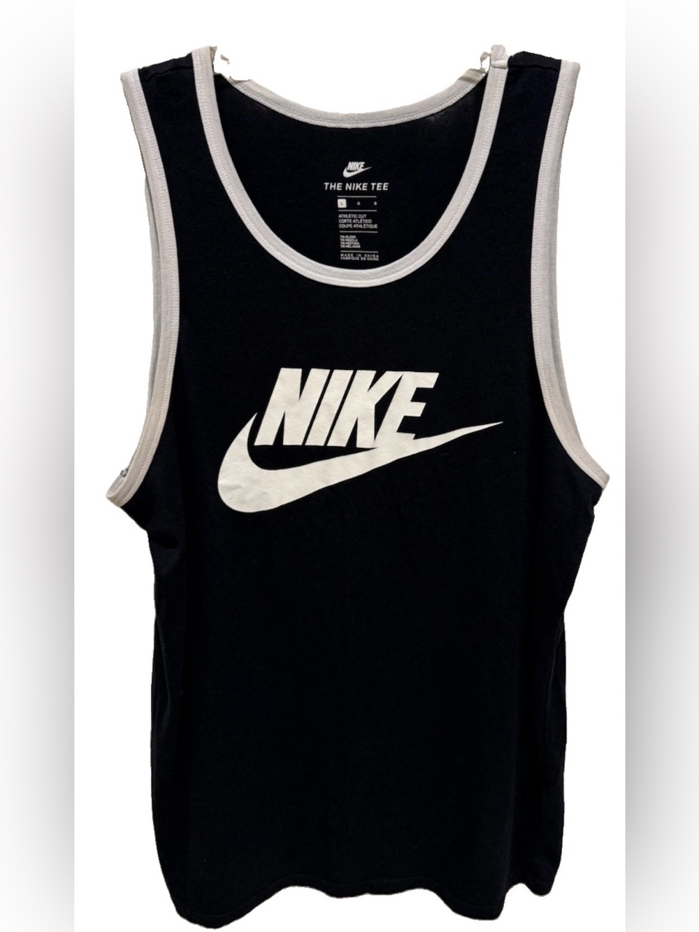 Nike Tank Top Shirt Men’s XL Black White Trim Ringer Logo Athletic Training
